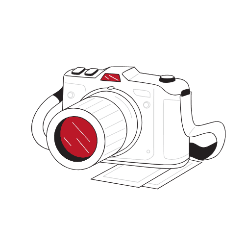 Illustration minimaliste d'un appareil photo