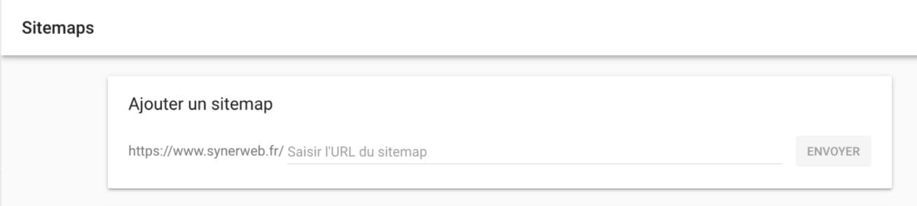 Interface de l'outil Search Console permettant la soumission du fichier sitemap