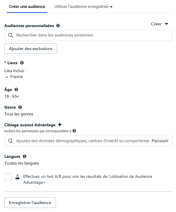 Choisir l'audience de sa campagne