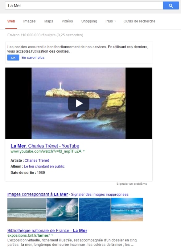 Affichage d'une vidéo dans la SERP de Google