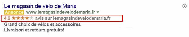 Impact de « Google Marchands de confiance », dans les résultats Google Shopping et Google AdWords (extrait enrichis)