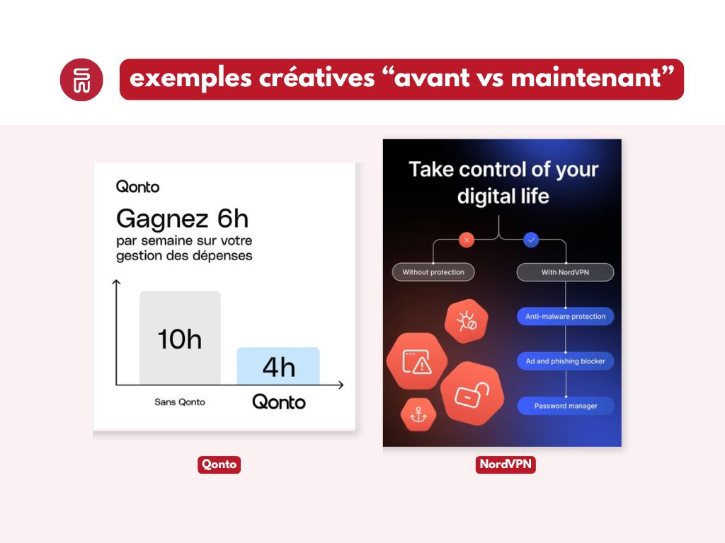 Illustration créative "avant vs maintenant"
