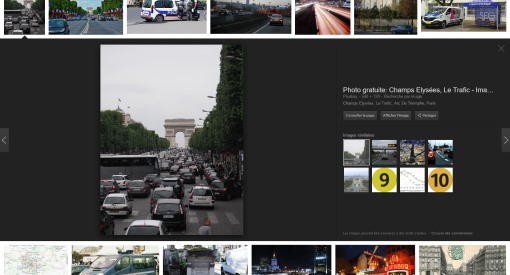 Interface Google Images représentant le trafic à Paris