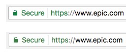 Deux noms de domaine indistinguables dans le navigateur : epic.com - captures d'écran