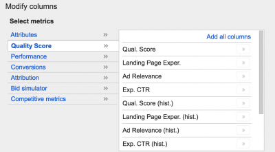 Adwords, amélioration des rapports sur le niveau de qualité