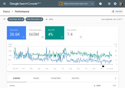 Capture d'écran de la nouvelle Search Console