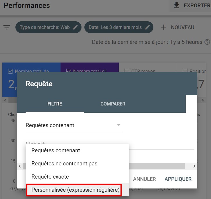 Les expressions régulières dans la Google Search Console