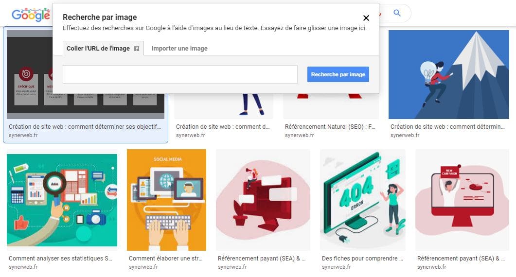 Recherche d'une image inversée dans Google