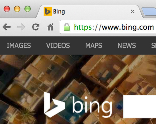 Capture d'écran du certificat de sécurité sur Bing