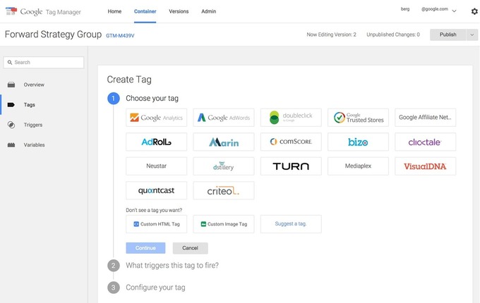Nouvelle interface de Google Tag Manager