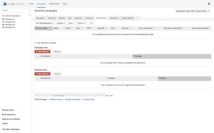 Interface de paramétrage Adwords