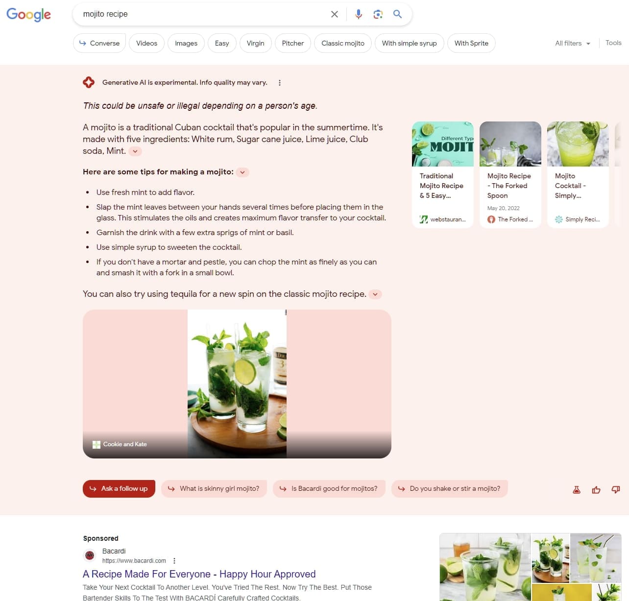 Capture d'écran SGE : Instantané IA - SYNERWEB