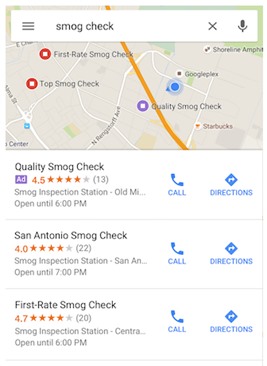 Exemple d'une annonce dans les résultats Google Maps