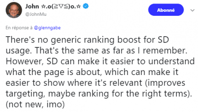 Le tweet de John Muller sur les données structurées